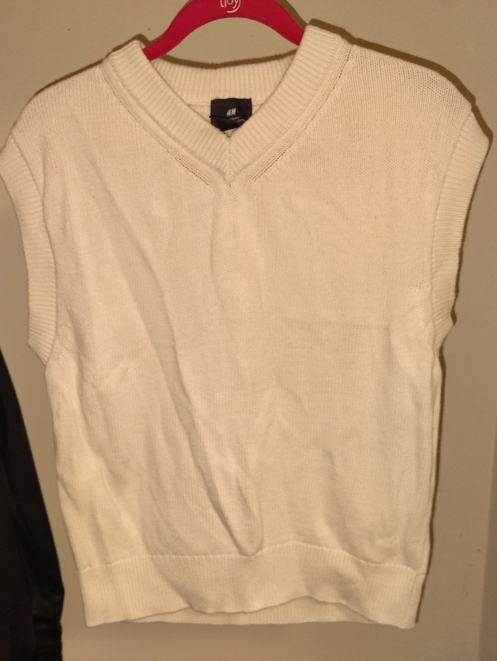 H&M Men's Ivory V-Neck Sleeveless Knit Sweater Vest